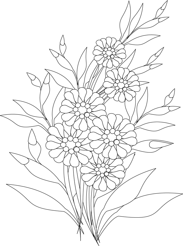 Coloriage de fleurs vibrantes dans un jardin luxuriant