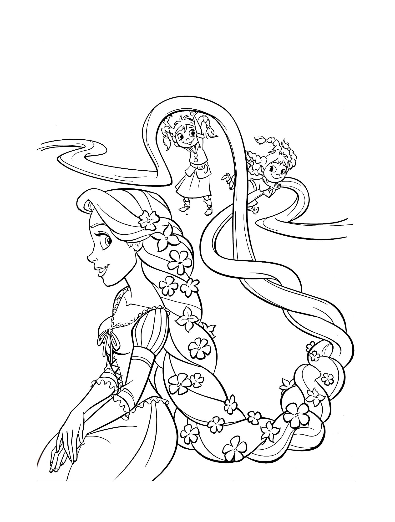 Coloriage de fleurs variées sur fond naturel