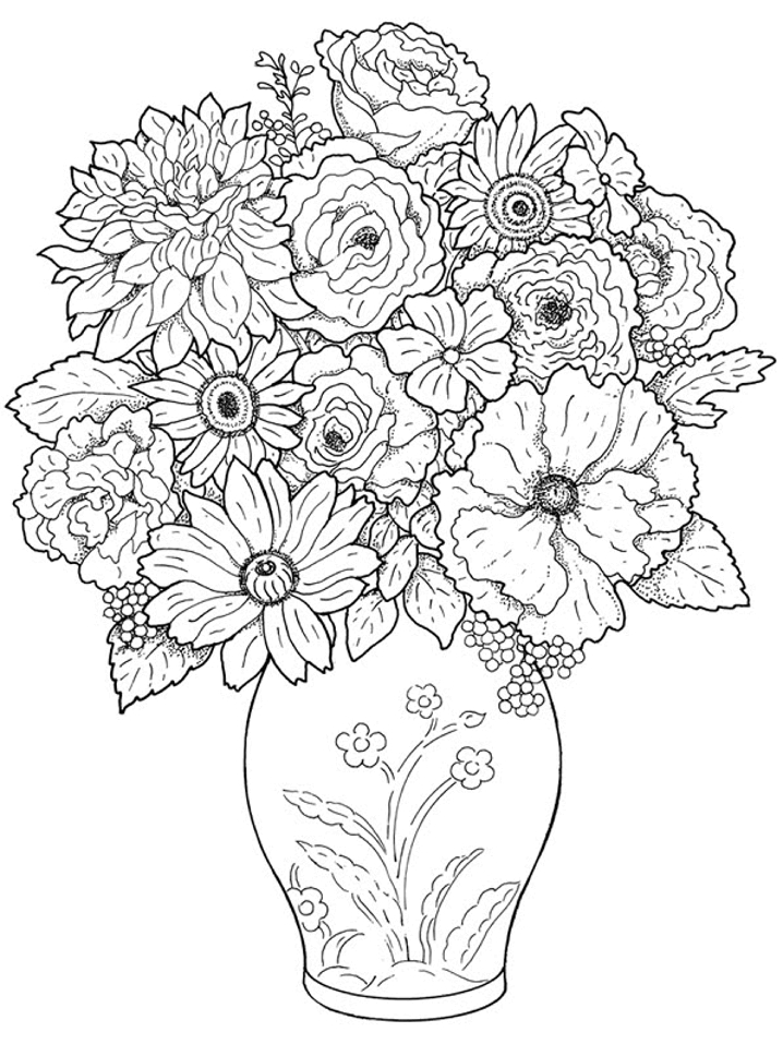 Coloriage de fleurs variées avec des motifs délicats