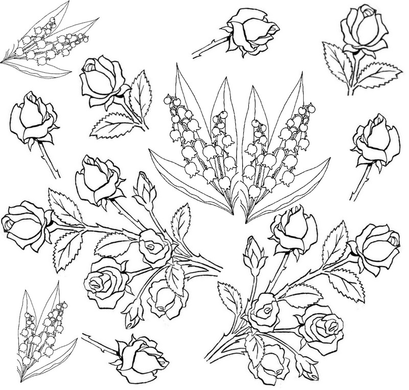 Coloriage de fleurs variées dans un jardin luxuriant