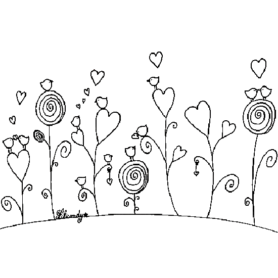 Coloriage de fleurs variées dans un jardin