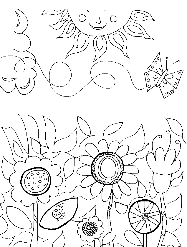 Coloriage de fleurs variées en pleine floraison