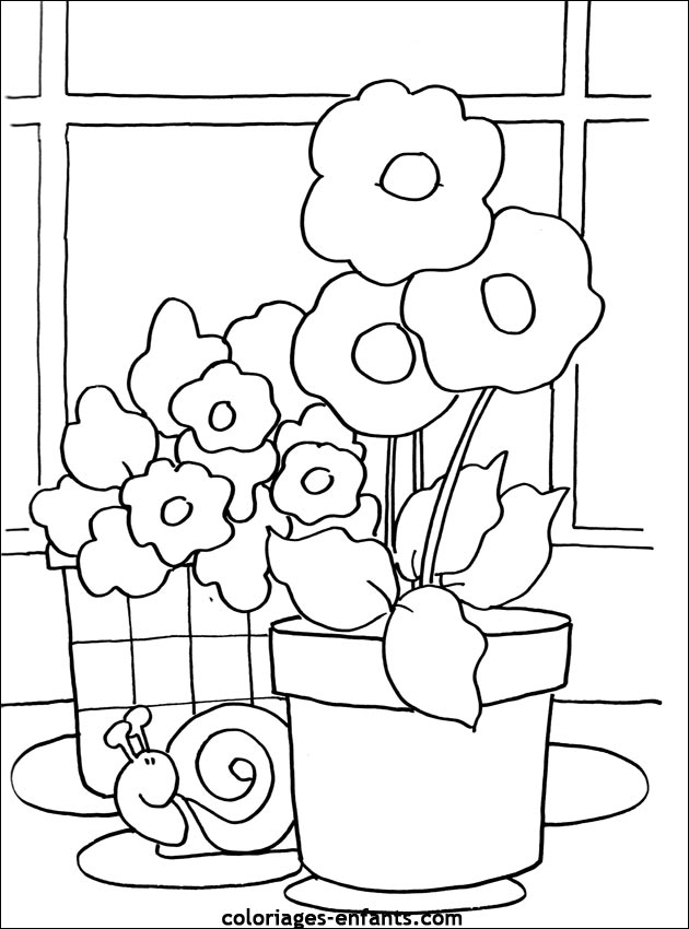 Coloriage de fleurs variées avec tiges et feuilles