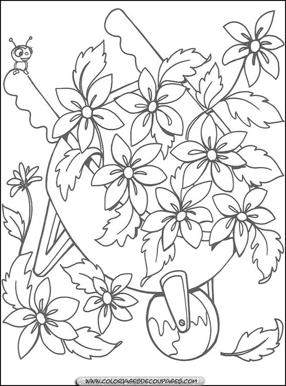 Coloriage de fleurs variées en pleine floraison