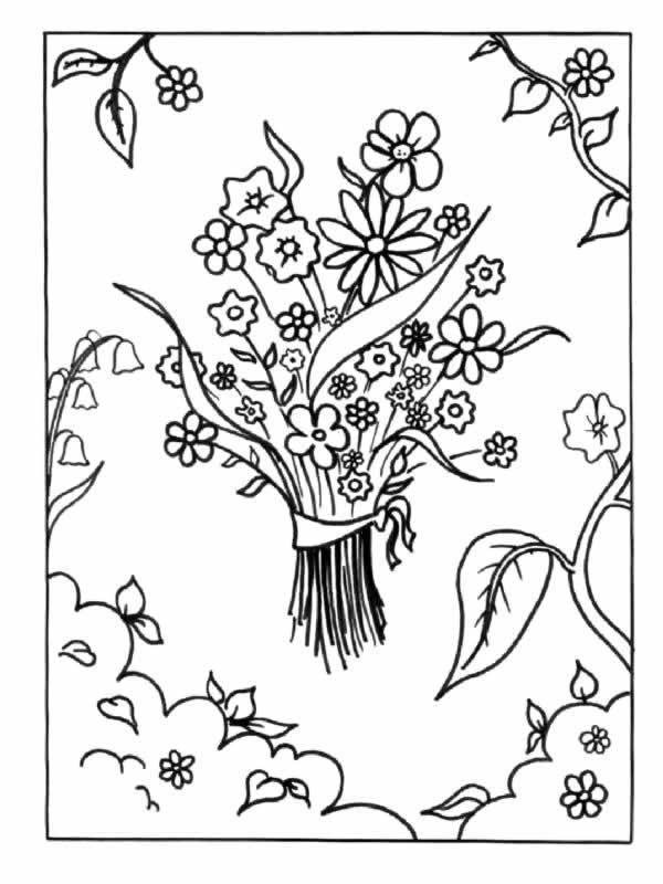 Coloriage de fleurs variées sur un fond simple