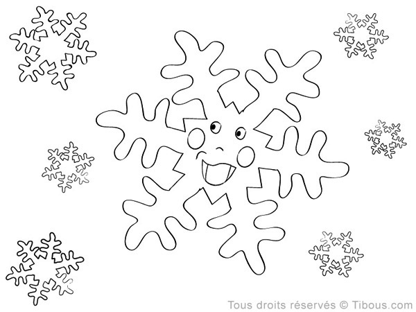 Coloriage d'un flocon de neige stylisé sur fond blanc