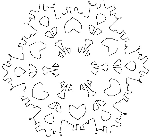 Coloriage d'un flocon de neige stylisé sur fond blanc