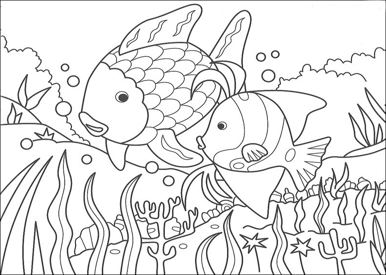 Scène marine animée avec poissons et coraux colorés
