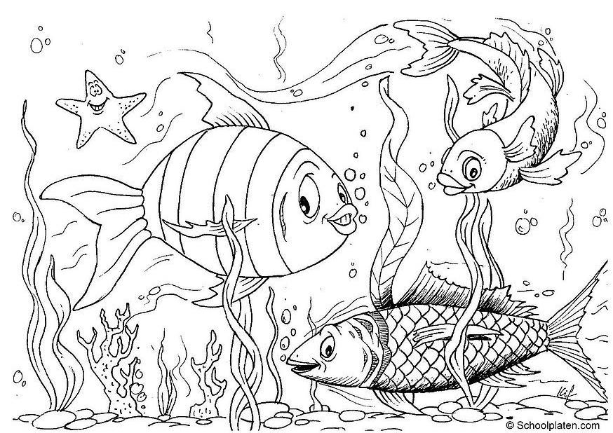 Scène de fond marin avec poissons et coraux