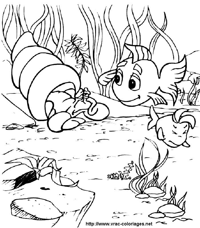 Coloriage d'un fond marin animé avec des créatures marines
