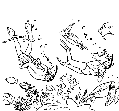 Coloriage d'un fond marin riche en détails et en vie