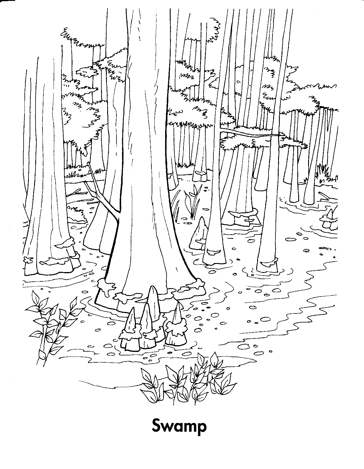 Scène de forêt avec un arbre, des feuilles et des animaux