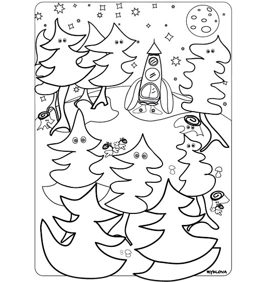 Scène de forêt avec des arbres et une faune animée