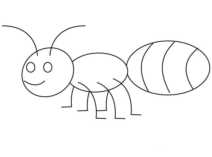 Coloriage d'une fourmi sur une feuille avec des détails de la nature