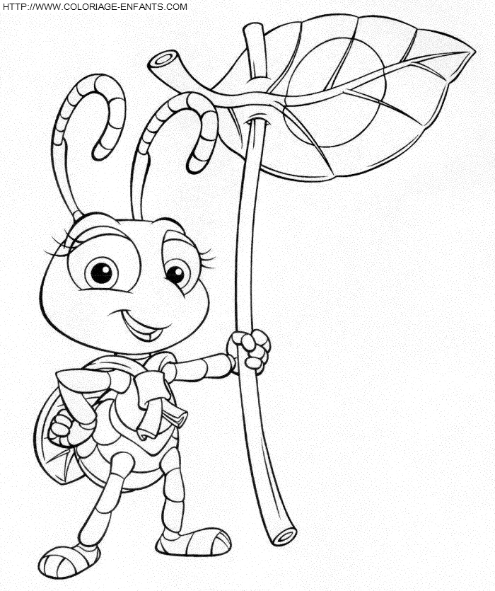 Coloriage d'une fourmi se déplaçant sur une branche