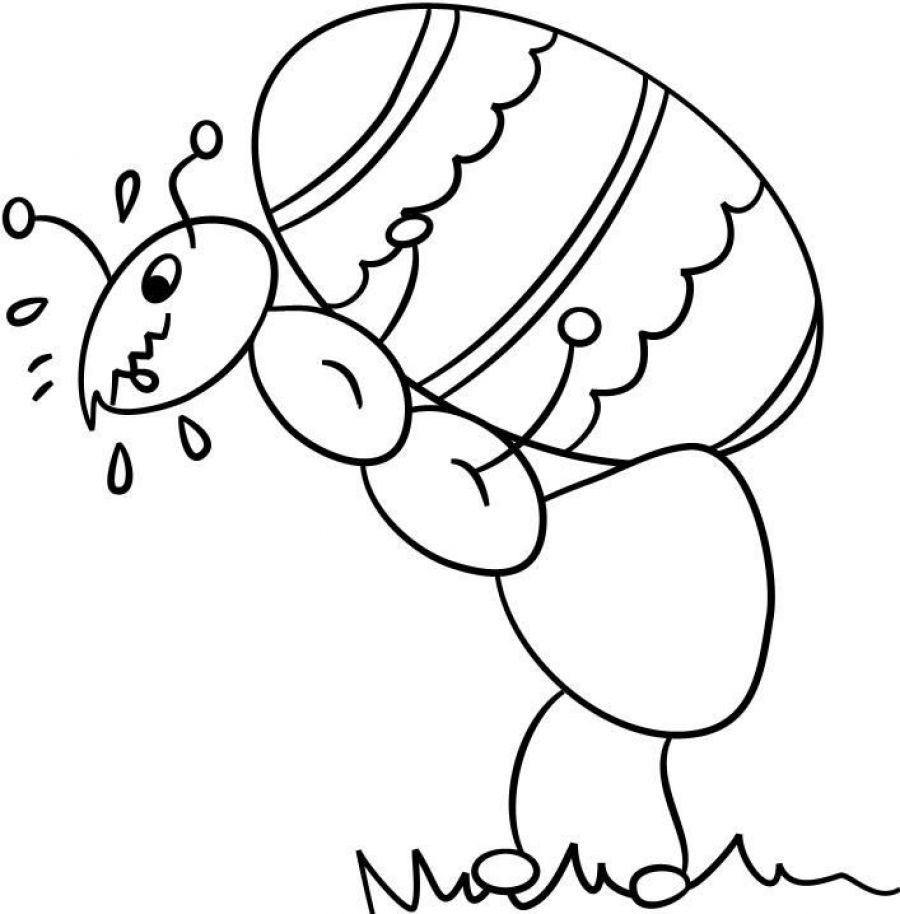 Coloriage d'une fourmi en pleine activité sur un sol texturé