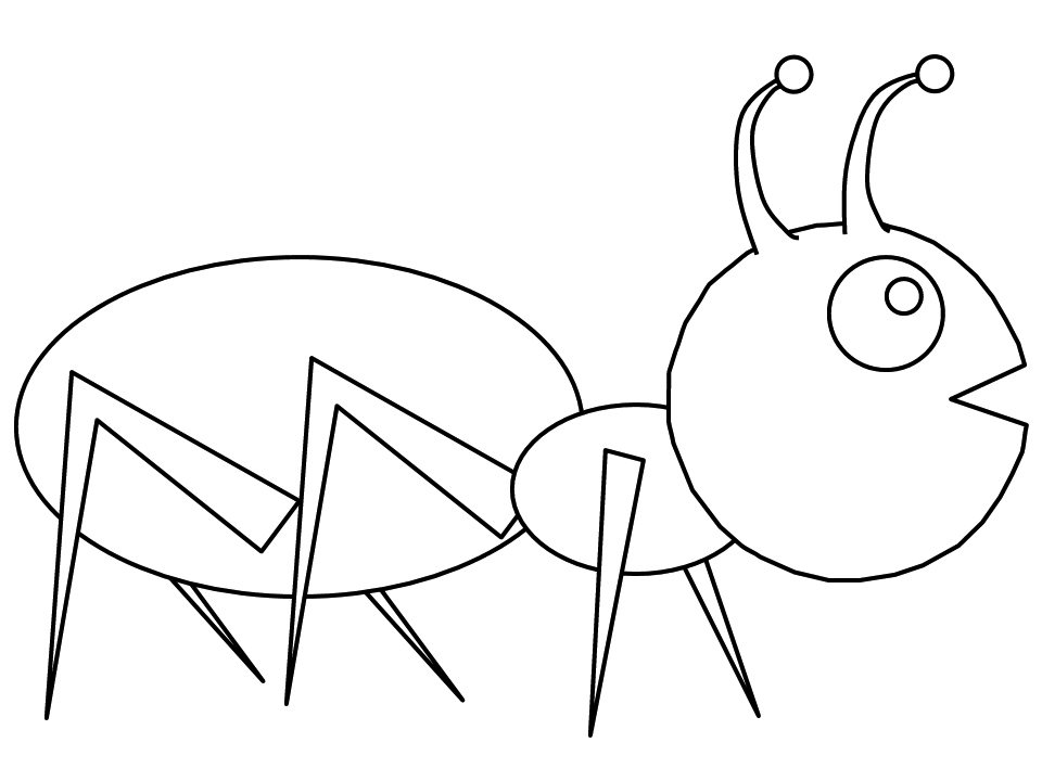 Coloriage d'une fourmi marchant sur une feuille
