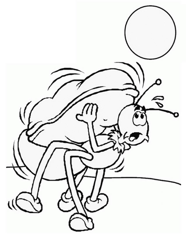 Coloriage d'une fourmi travaillant sur une feuille