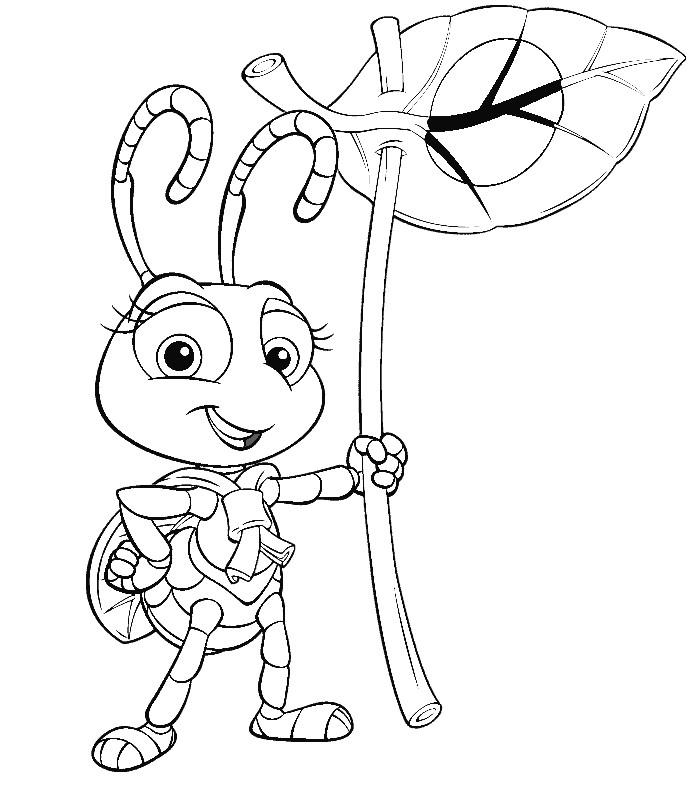 Coloriage d'une fourmi en pleine exploration sur une feuille