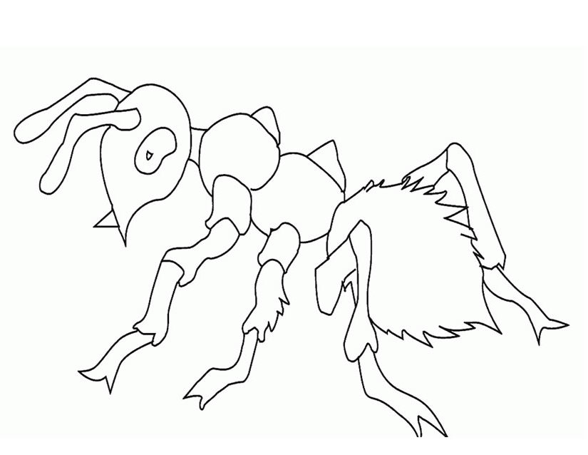Coloriage d'une fourmi en pleine exploration sur le sol