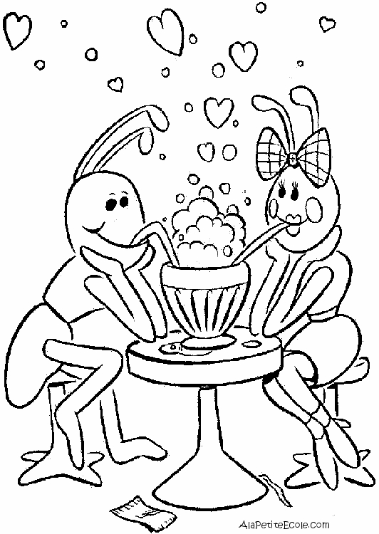 Coloriage d'une fourmi sur une feuille