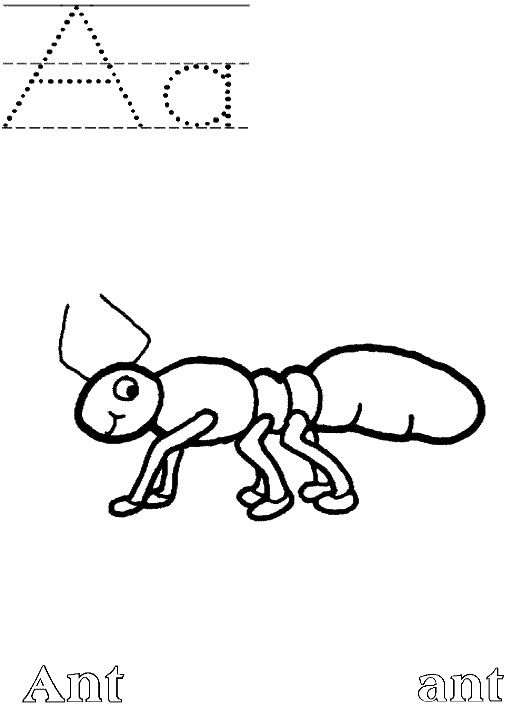 Un coloriage d'une fourmi en pleine exploration sur une feuille verte