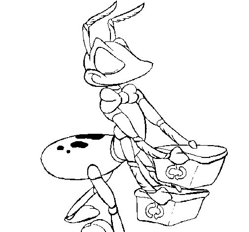 Coloriage d'une fourmi en pleine exploration sur un sol naturel