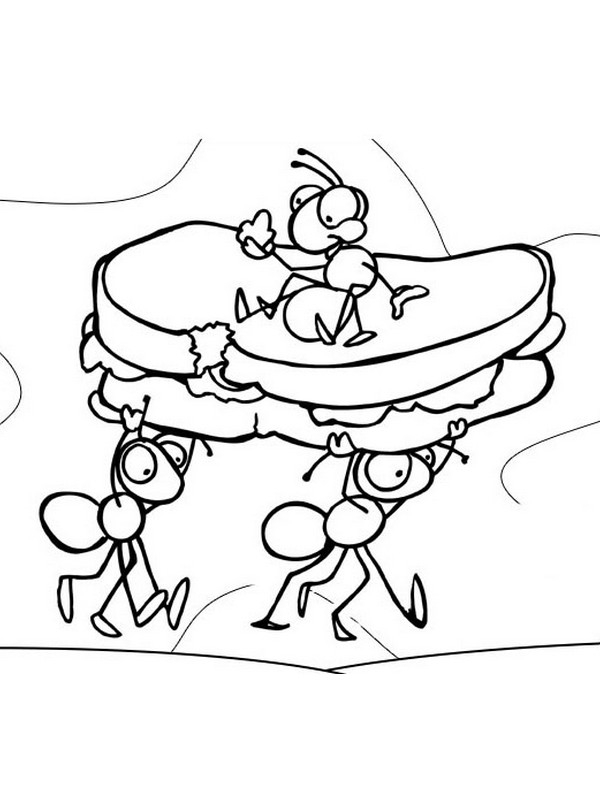 Coloriage d'une fourmi marchant sur une feuille