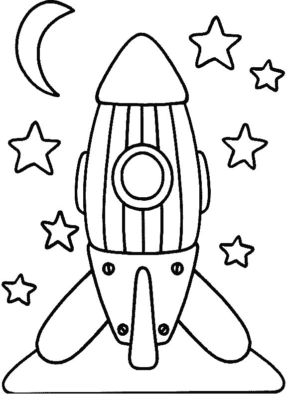 Coloriage d'une fusée prête au décollage dans l'espace