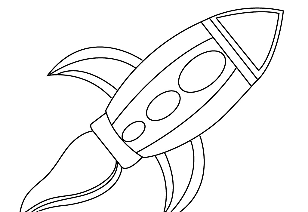 Coloriage d'une fusée en plein vol dans l'espace