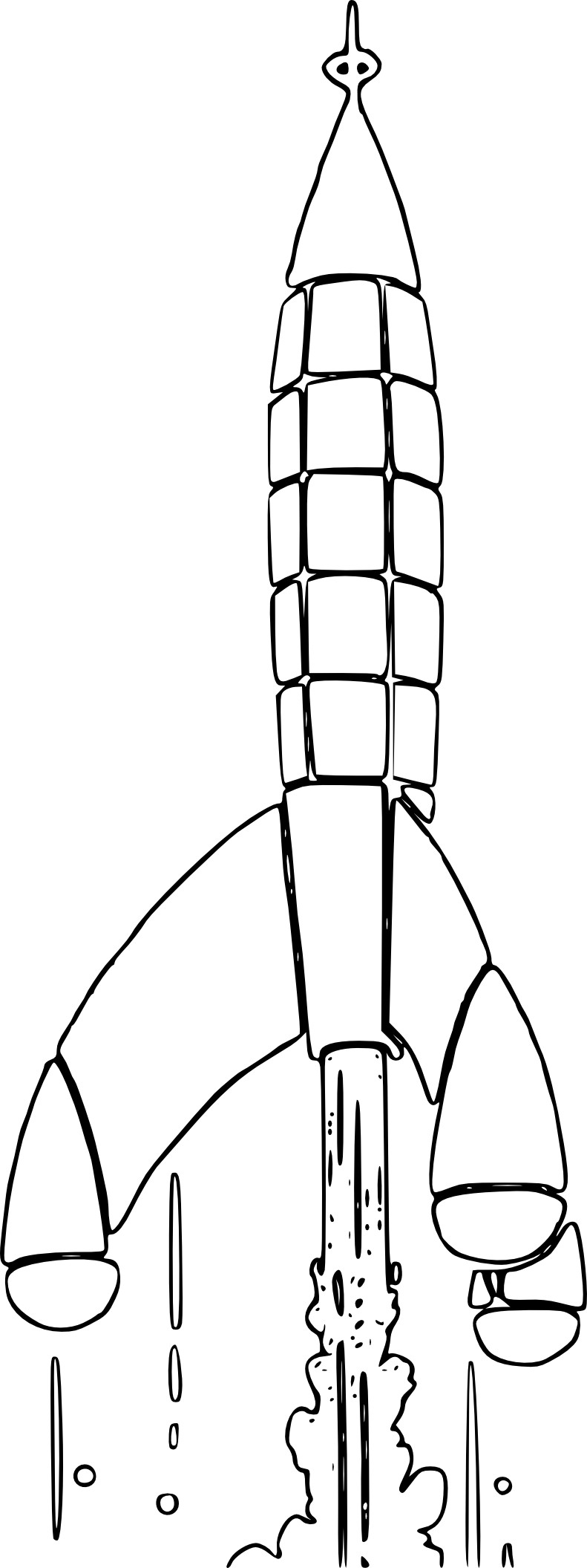 Coloriage d'une fusée prête pour le décollage dans l'espace