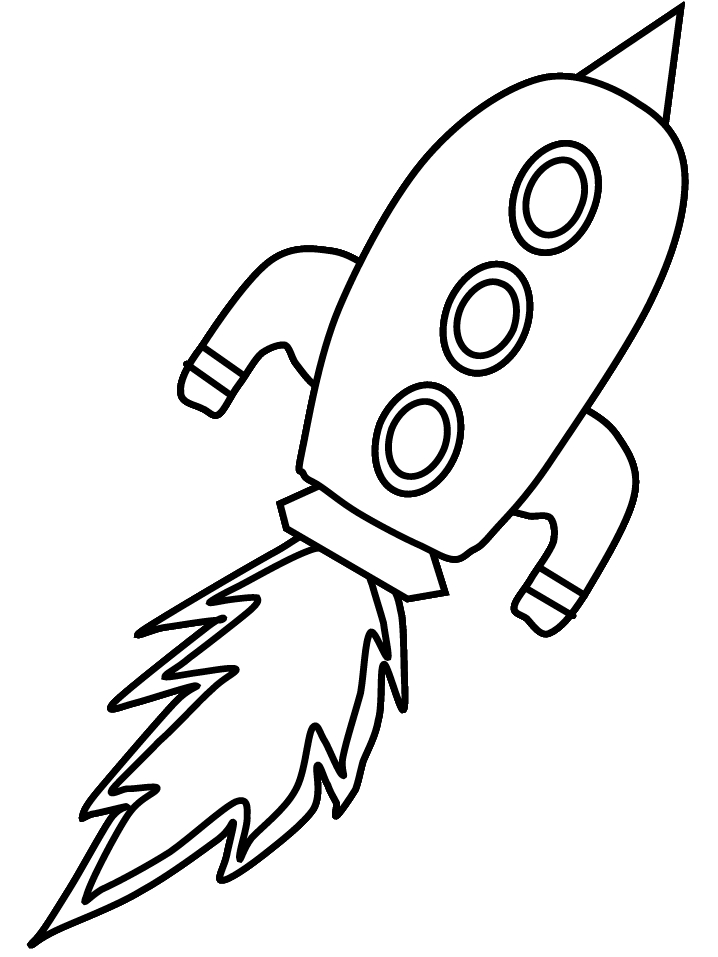 Coloriage d'une fusée prête pour le décollage dans l'espace