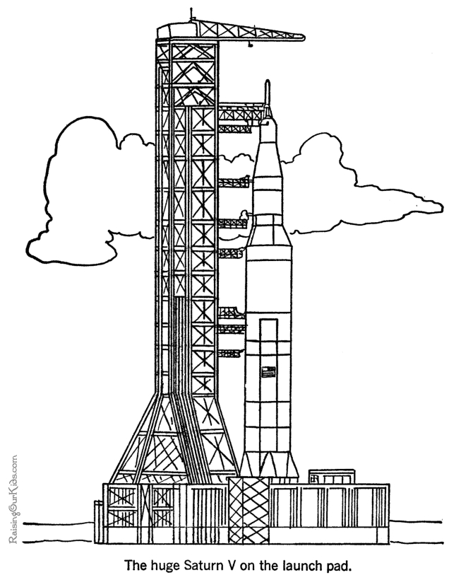 Coloriage d'une fusée en plein vol dans l'espace