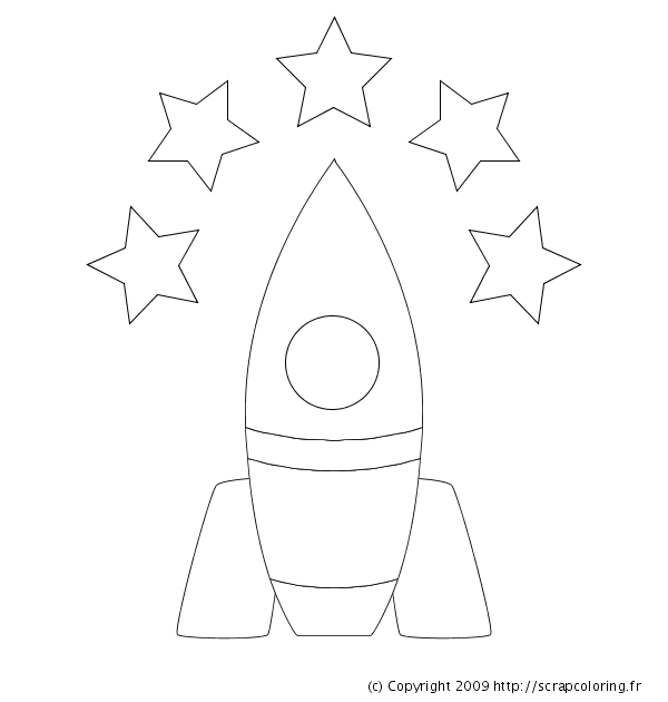 Coloriage d'une fusée en plein vol dans l'espace