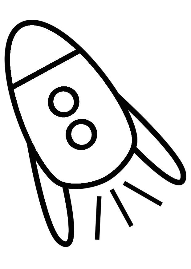 Coloriage d'une fusée prête à décoller dans l'espace