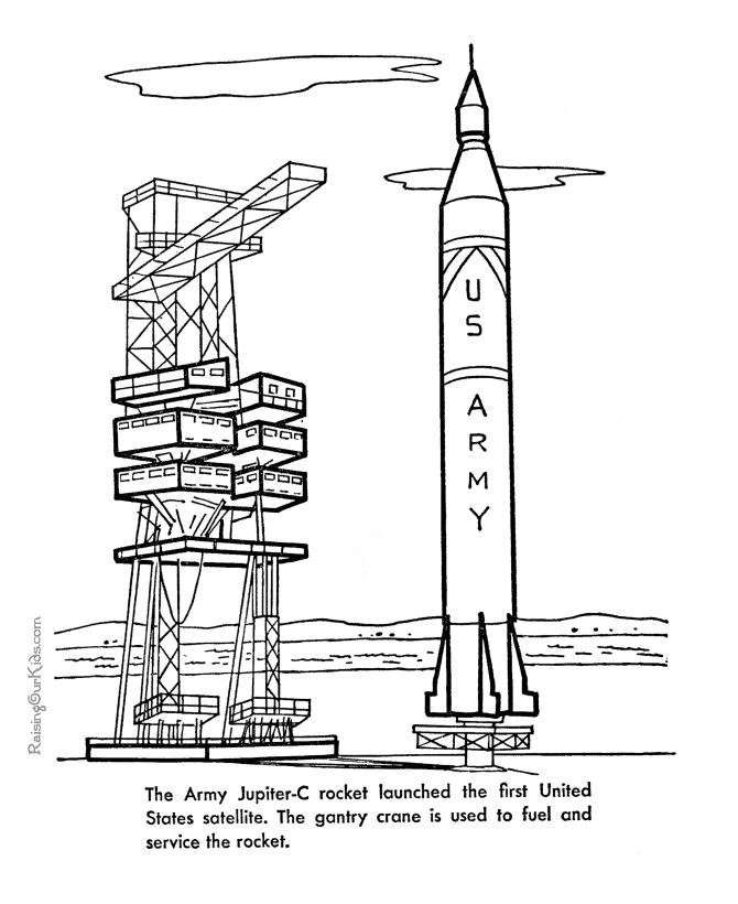 Coloriage d'une fusée en plein vol dans l'espace