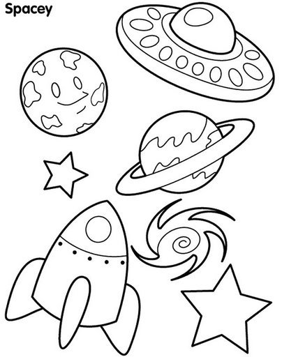 Coloriage d'une fusée prête au décollage dans l'espace