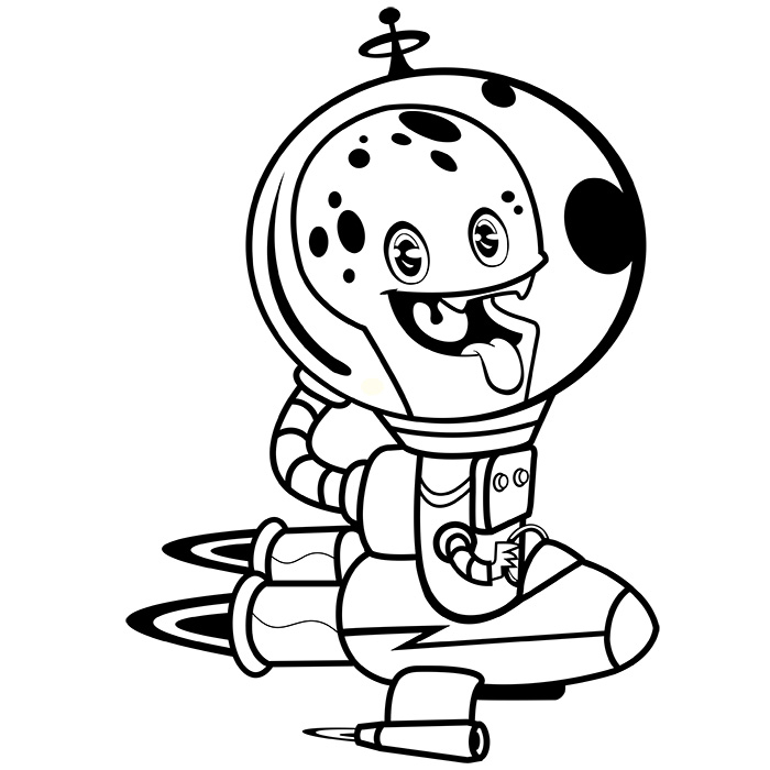 Coloriage d'une fusée prête à s'envoler dans l'espace