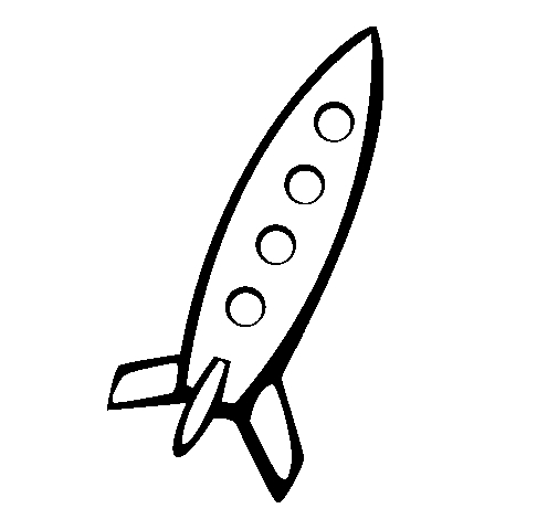 Coloriage d'une fusée prête à décoller dans l'espace