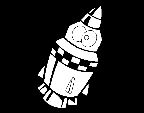 Coloriage d'une fusée en pleine ascension vers l'espace