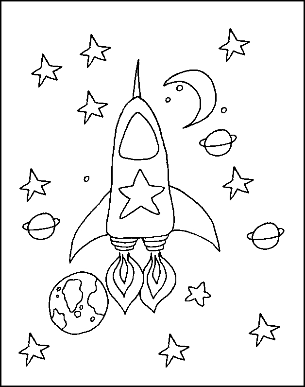 Coloriage d'une fusée en plein vol dans l'espace