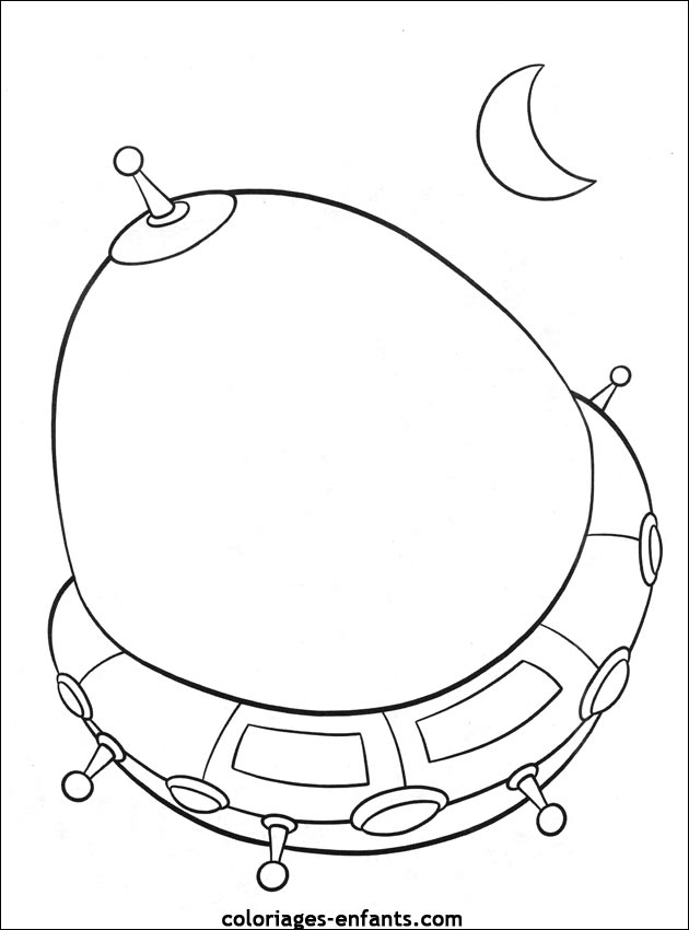 Coloriage d'une fusée prête à décoller dans l'espace