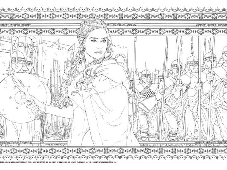 Coloriage de Jon Snow avec son épée dans un décor hivernal Coloriage de Jon Snow avec son épée dans un décor hivernal