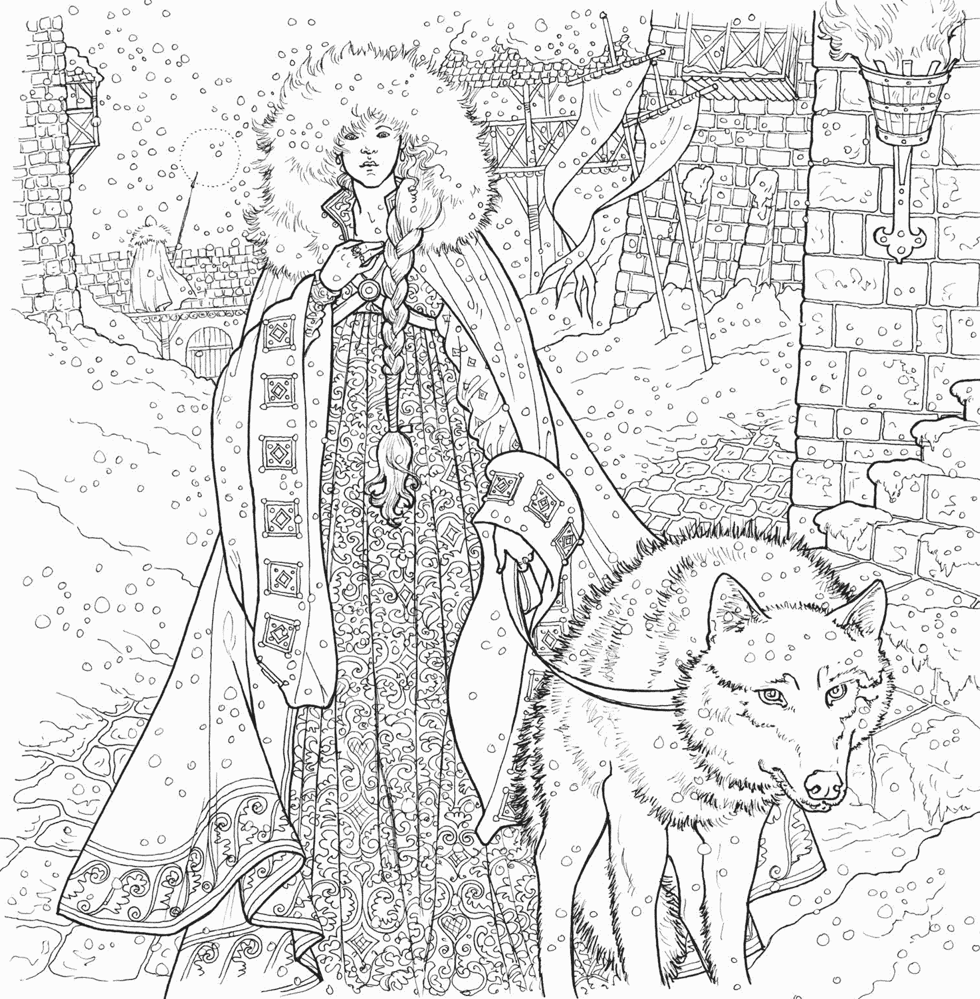 Coloriage de Jon Snow en pleine bataille à Westeros Coloriage de Jon Snow en pleine bataille à Westeros