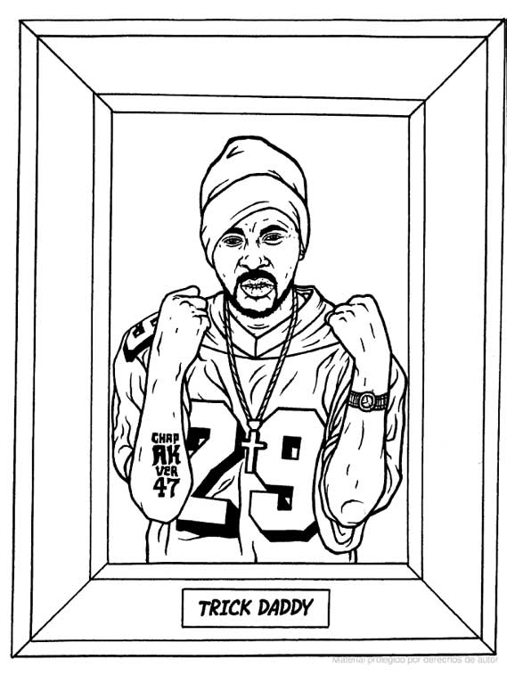 Coloriage d'un gangster avec son chapeau et son cigare dans un décor urbain