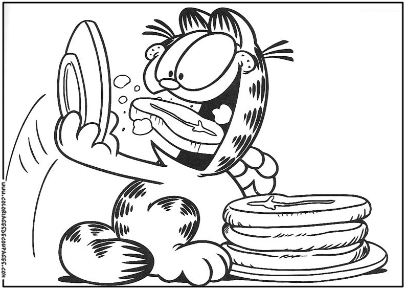 Garfield en train de se prélasser sur un coussin