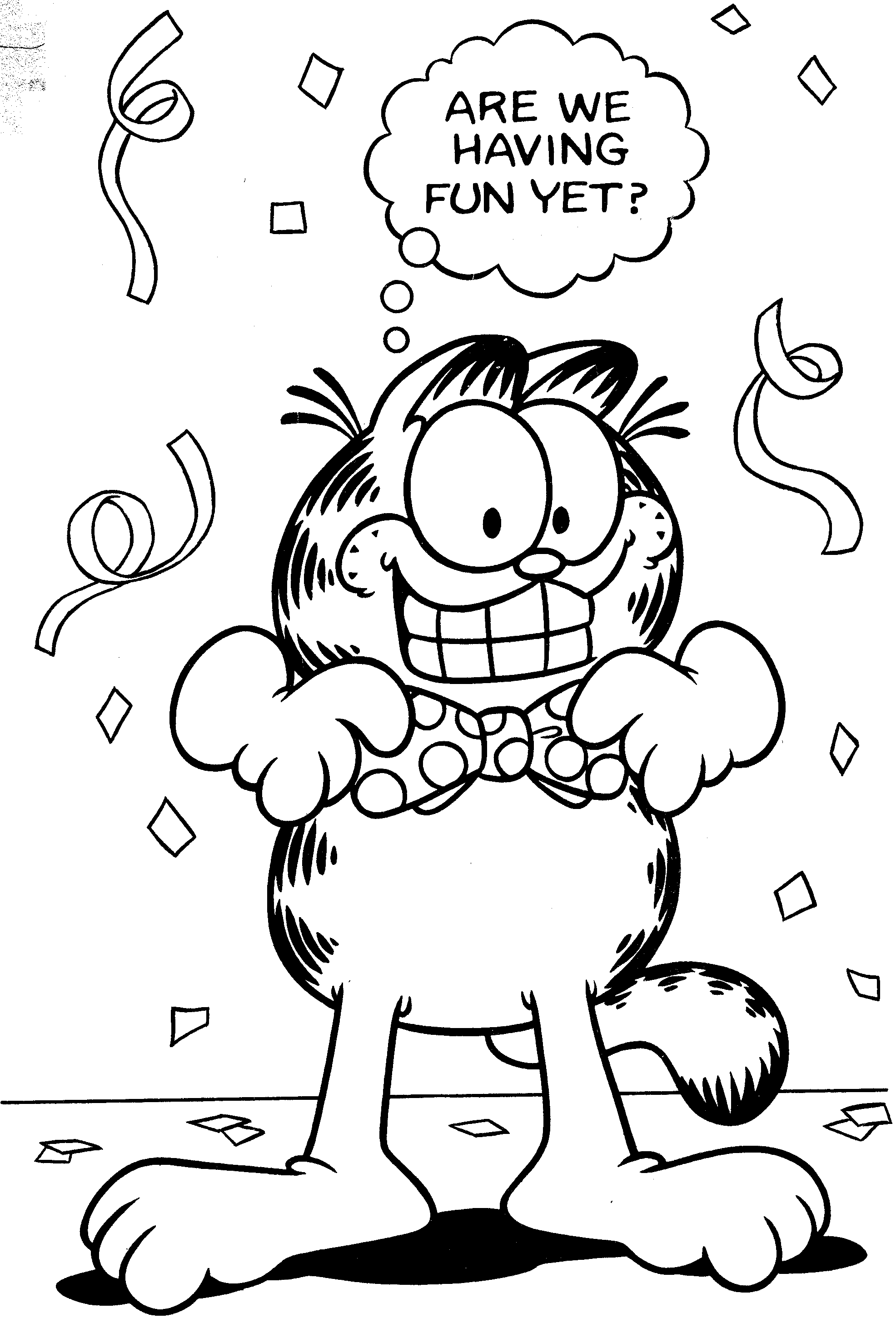 Garfield en train de déguster une délicieuse pizza sur un fond simple