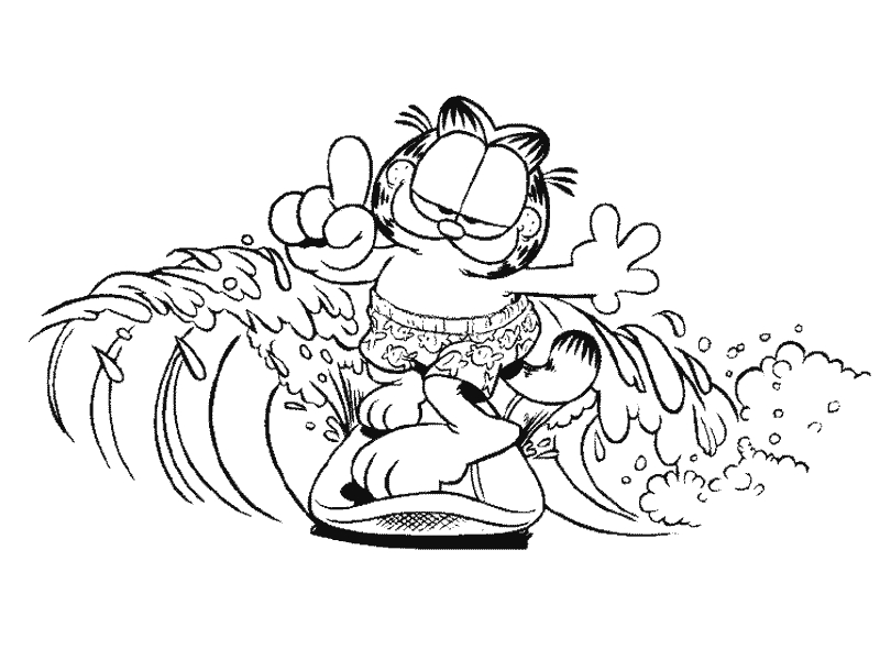 Garfield assis en train de savourer une part de lasagne sur un fond simple