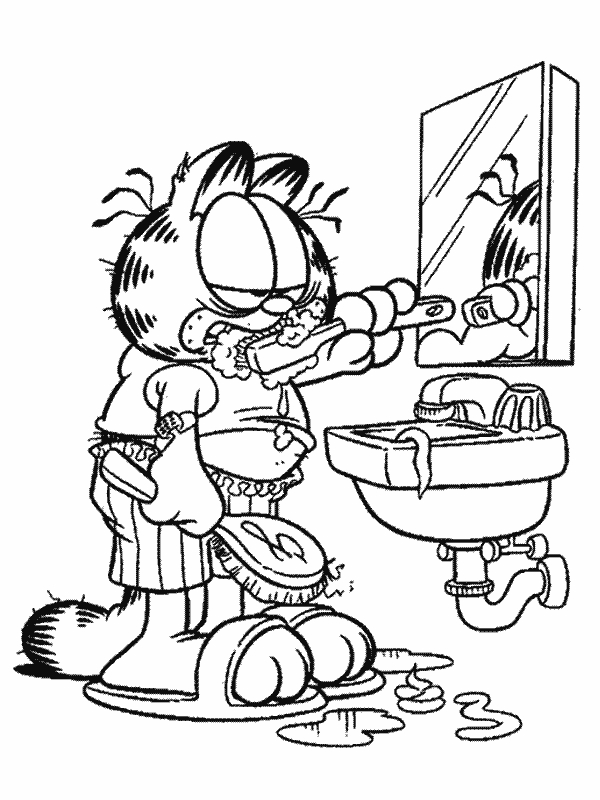 Garfield en train de savourer une délicieuse lasagne