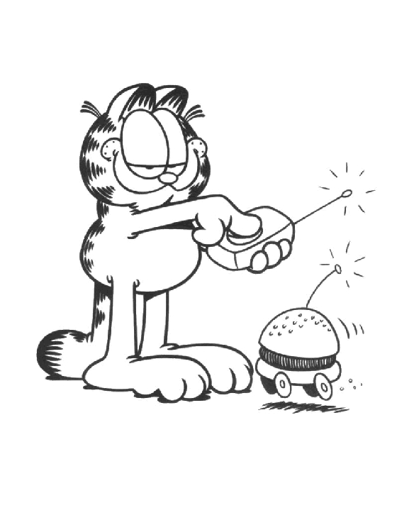 Garfield se prélassant sur un canapé avec un air malicieux